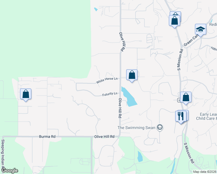 map of restaurants, bars, coffee shops, grocery stores, and more near 443 White Horse Lane in Fallbrook