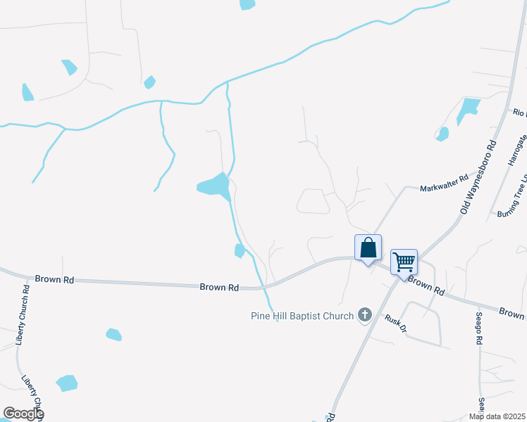 map of restaurants, bars, coffee shops, grocery stores, and more near 1767 Brown Road in Hephzibah