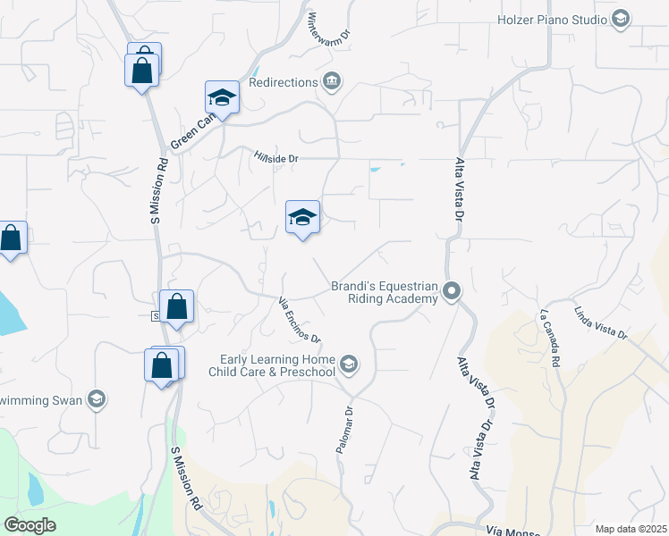 map of restaurants, bars, coffee shops, grocery stores, and more near 1326 Sunset Grove Road in Fallbrook