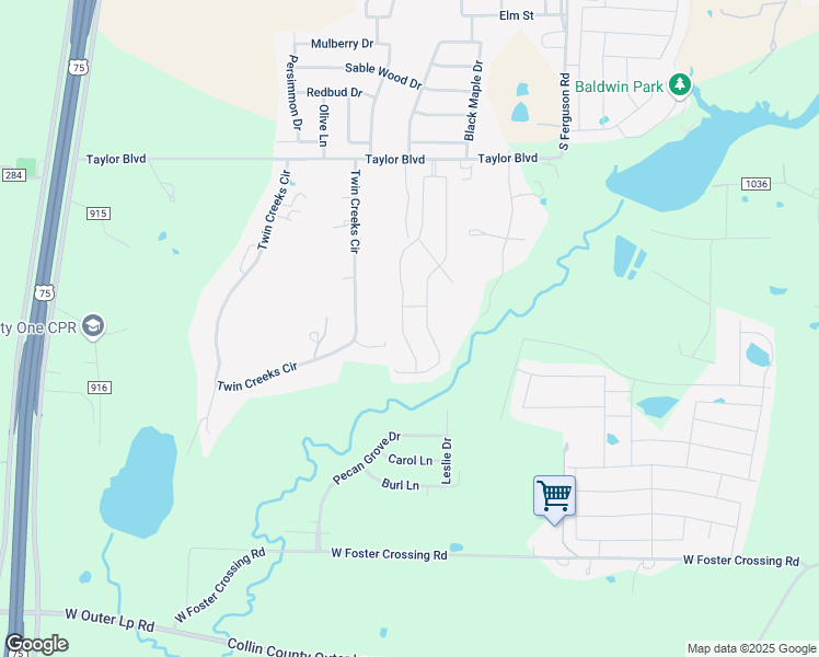 map of restaurants, bars, coffee shops, grocery stores, and more near 9101 Quail Creek Run in Anna