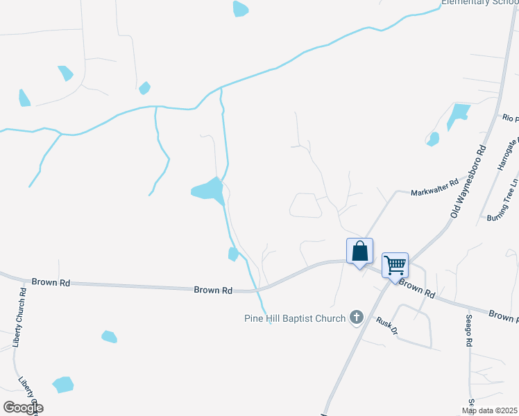 map of restaurants, bars, coffee shops, grocery stores, and more near 1767 Brown Road in Hephzibah