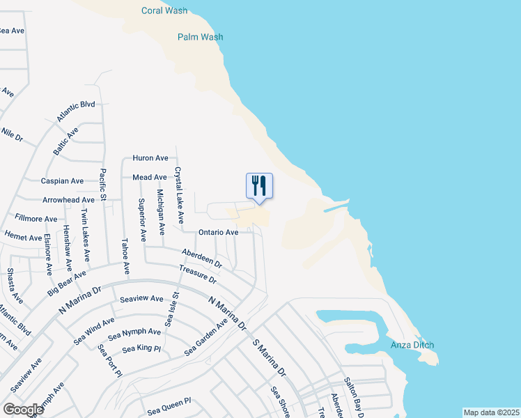map of restaurants, bars, coffee shops, grocery stores, and more near Sea Garden Avenue in Salton City