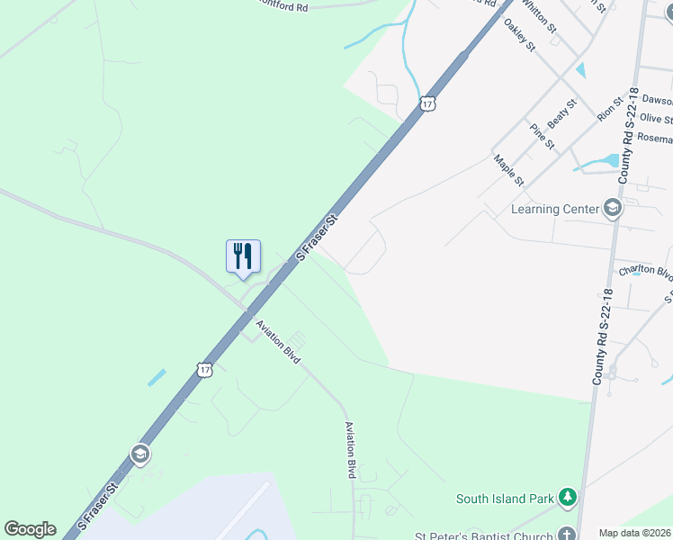 map of restaurants, bars, coffee shops, grocery stores, and more near 1-201 Industrial Park Drive in Georgetown