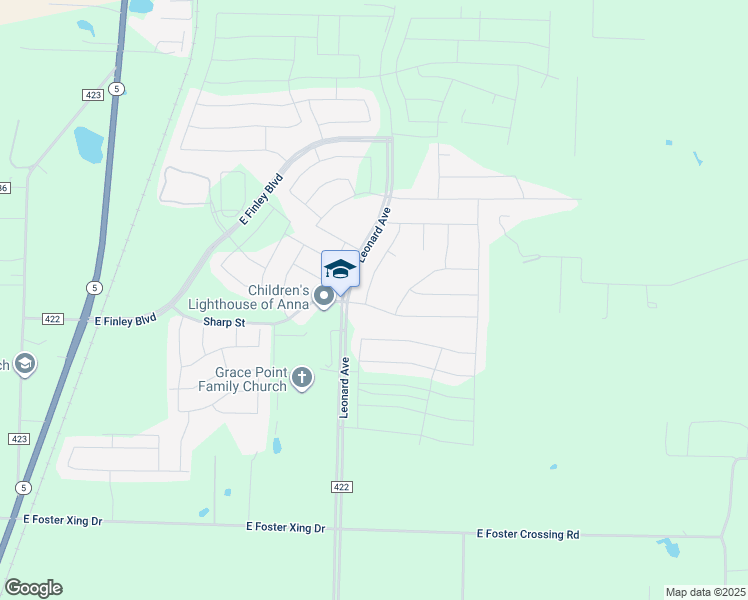 map of restaurants, bars, coffee shops, grocery stores, and more near 2217 Nuehoff Drive in Anna