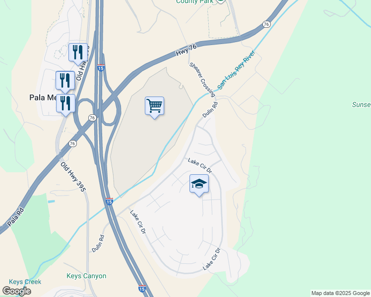 map of restaurants, bars, coffee shops, grocery stores, and more near 5036 Dulin Road in Fallbrook