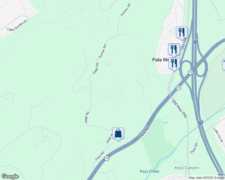 map of restaurants, bars, coffee shops, grocery stores, and more near 4412 Brodea Lane in Fallbrook