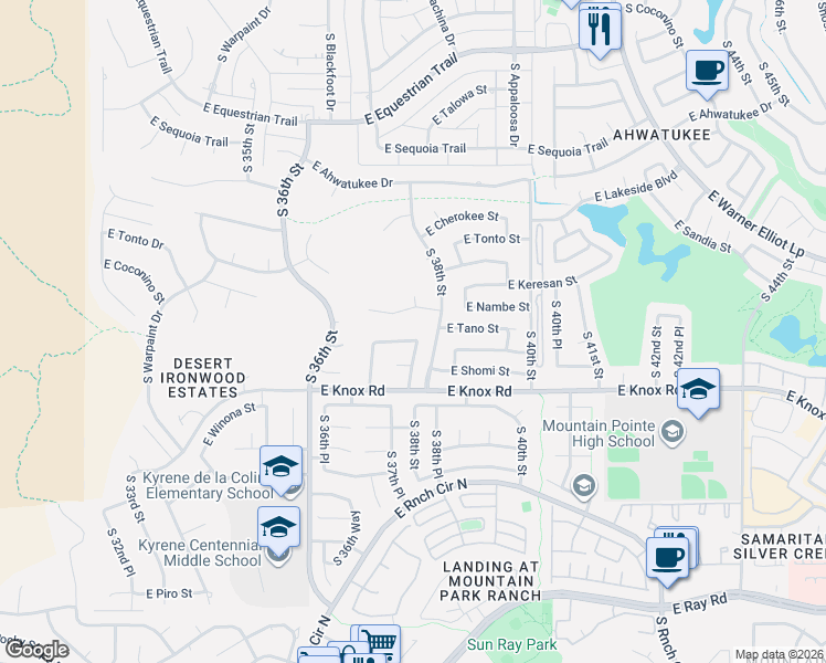map of restaurants, bars, coffee shops, grocery stores, and more near 3726 East Salinas Street in Phoenix