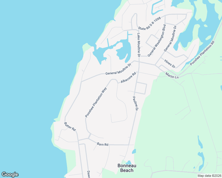 map of restaurants, bars, coffee shops, grocery stores, and more near 312 Pooshee Plantation Way in Bonneau