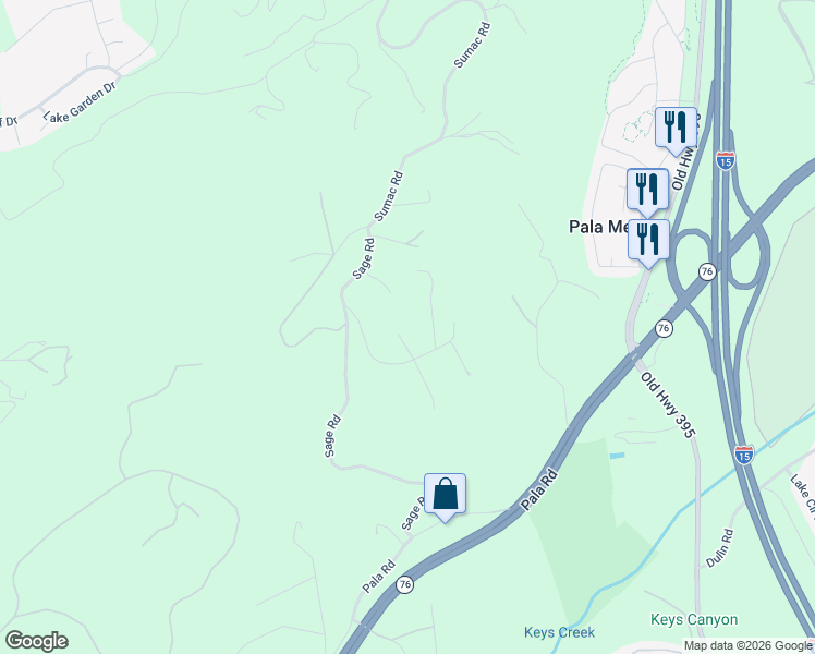 map of restaurants, bars, coffee shops, grocery stores, and more near 4412 Brodea Lane in Fallbrook