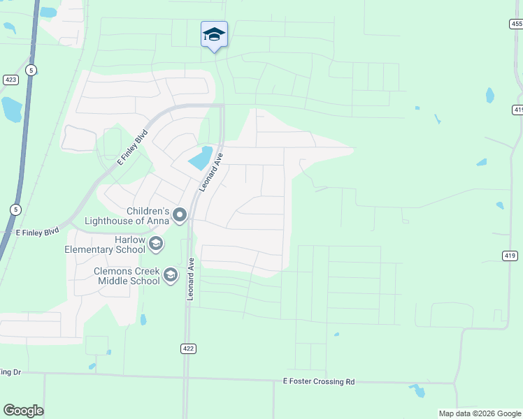 map of restaurants, bars, coffee shops, grocery stores, and more near 1237 Sharp Street in Anna