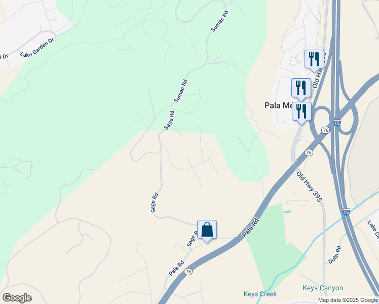 map of restaurants, bars, coffee shops, grocery stores, and more near 4408 Brodea Lane in Fallbrook