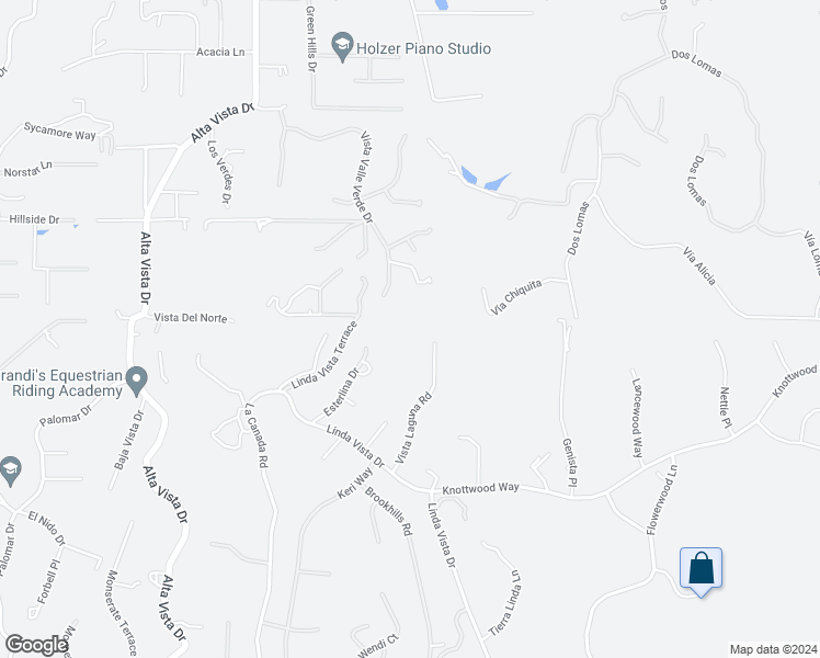 map of restaurants, bars, coffee shops, grocery stores, and more near 3505 Vista Laguna Road in Fallbrook