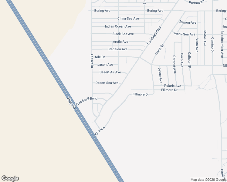 map of restaurants, bars, coffee shops, grocery stores, and more near 1560 Desert Sand Avenue in Thermal