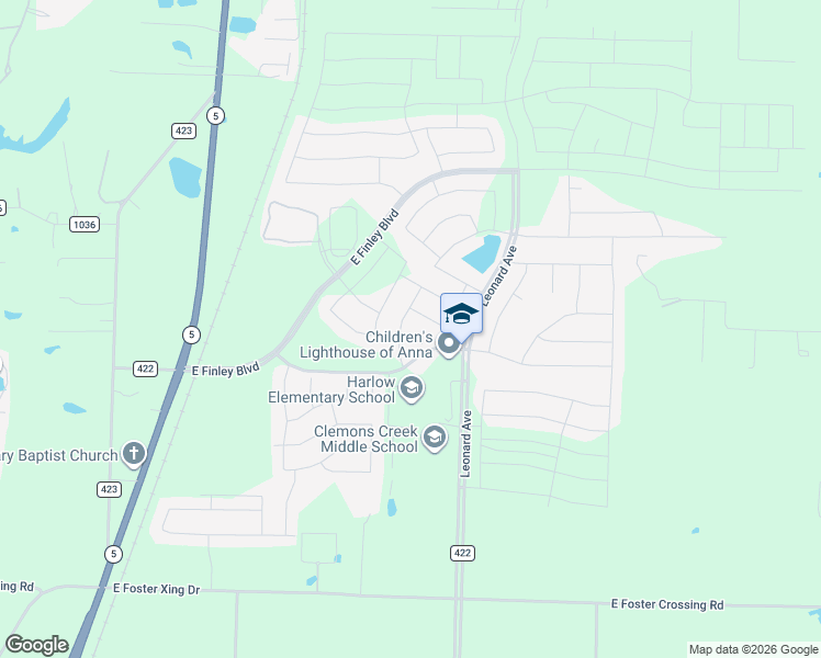 map of restaurants, bars, coffee shops, grocery stores, and more near 807 Anne Court in Anna