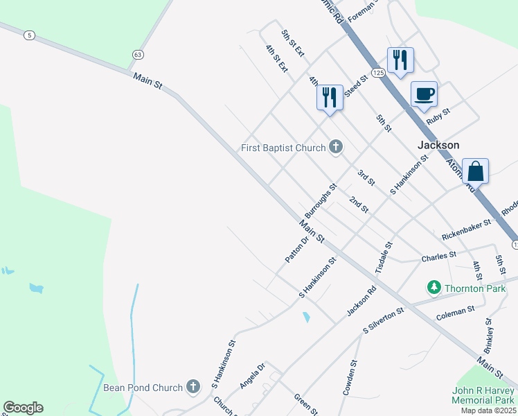map of restaurants, bars, coffee shops, grocery stores, and more near 414 Main Street in Jackson