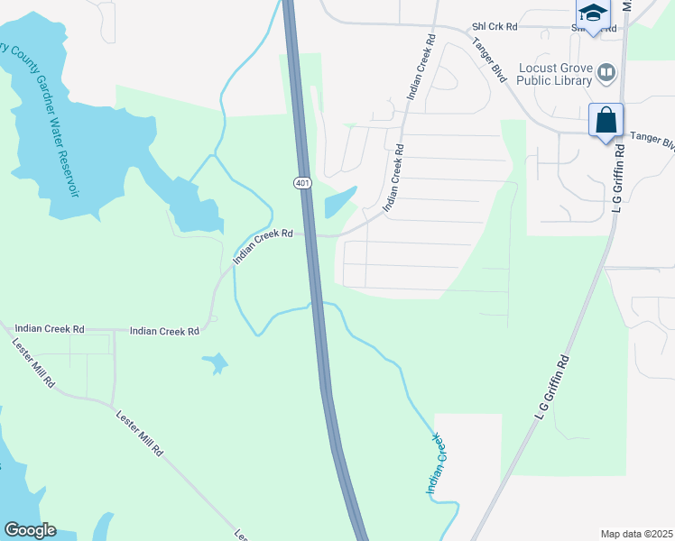 map of restaurants, bars, coffee shops, grocery stores, and more near 89 Arapaho Avenue in Locust Grove