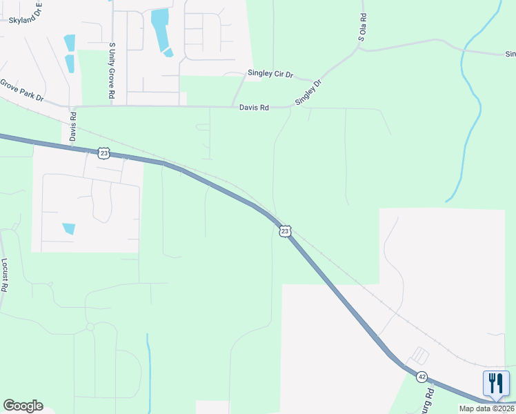 map of restaurants, bars, coffee shops, grocery stores, and more near 5037 Georgia 42 in Locust Grove