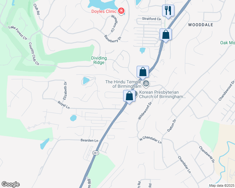 map of restaurants, bars, coffee shops, grocery stores, and more near 4016 Saddle Run Circle in Pelham