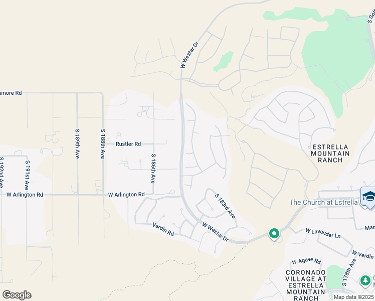 map of restaurants, bars, coffee shops, grocery stores, and more near 18426 West Dalea Drive in Goodyear
