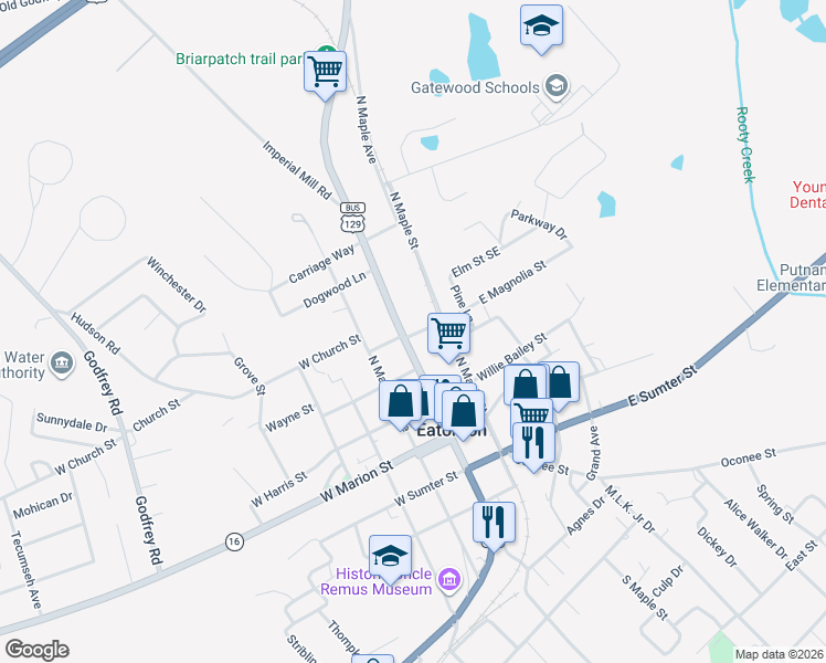 map of restaurants, bars, coffee shops, grocery stores, and more near in Eatonton