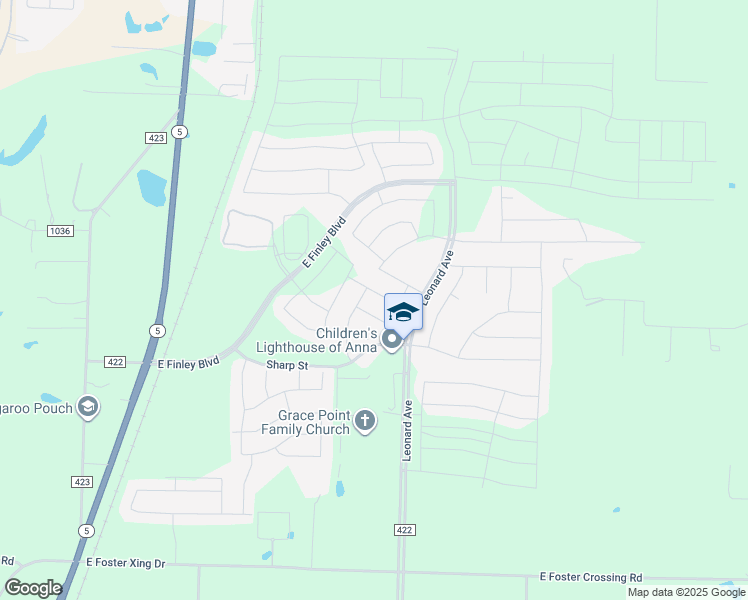 map of restaurants, bars, coffee shops, grocery stores, and more near 804 Amy Boulevard in Anna