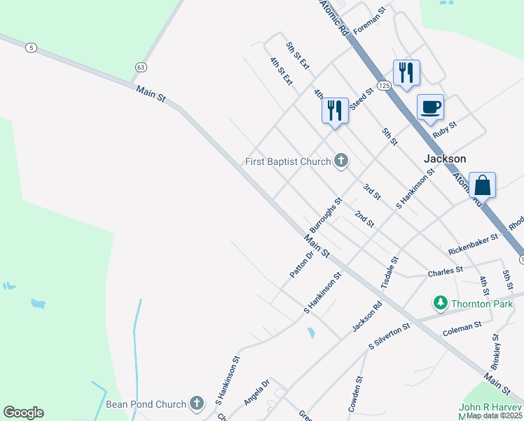 map of restaurants, bars, coffee shops, grocery stores, and more near 414 Main Street in Jackson