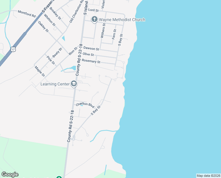 map of restaurants, bars, coffee shops, grocery stores, and more near 2573 South Bay Street in Georgetown