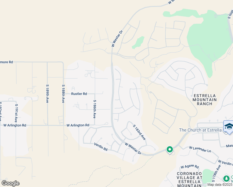 map of restaurants, bars, coffee shops, grocery stores, and more near 18426 West Dalea Drive in Goodyear