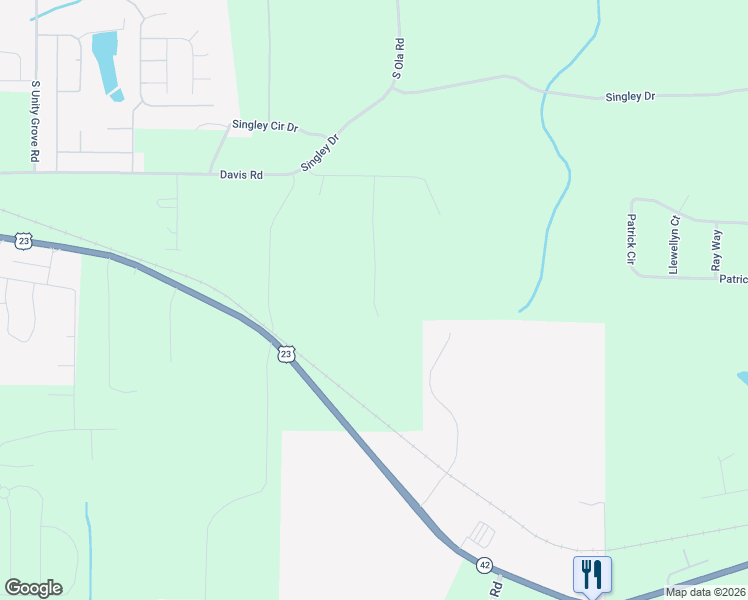 map of restaurants, bars, coffee shops, grocery stores, and more near 540 Davis Road in Locust Grove