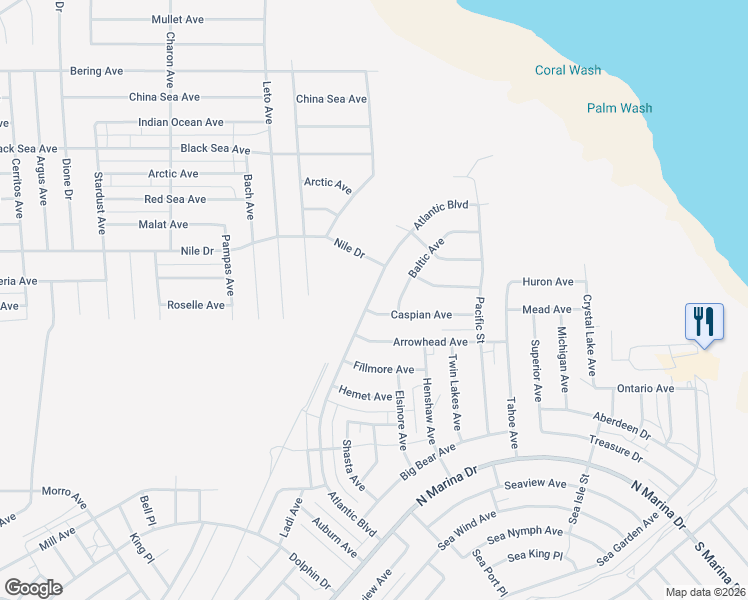 map of restaurants, bars, coffee shops, grocery stores, and more near 2782 Atlantic Boulevard in Thermal