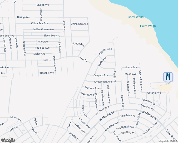 map of restaurants, bars, coffee shops, grocery stores, and more near 2782 Atlantic Boulevard in Thermal