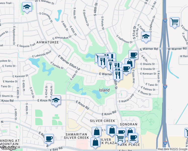 map of restaurants, bars, coffee shops, grocery stores, and more near 4530 East Bannock Street in Phoenix