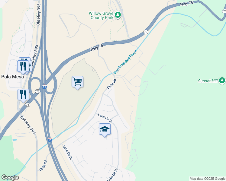 map of restaurants, bars, coffee shops, grocery stores, and more near 5163 Riverview Court in Fallbrook