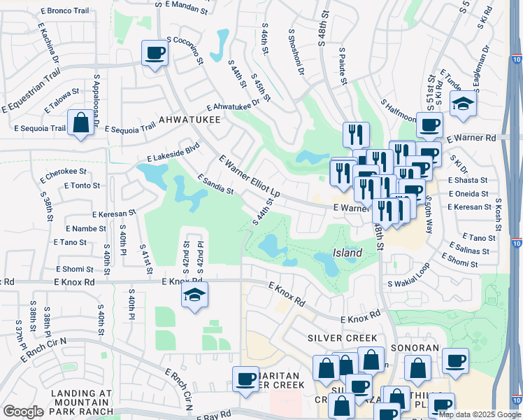 map of restaurants, bars, coffee shops, grocery stores, and more near 4373 East Sandia Street in Phoenix