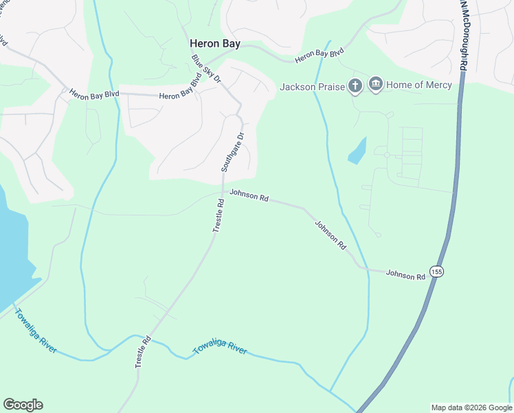 map of restaurants, bars, coffee shops, grocery stores, and more near 229 Johnson Road in Locust Grove