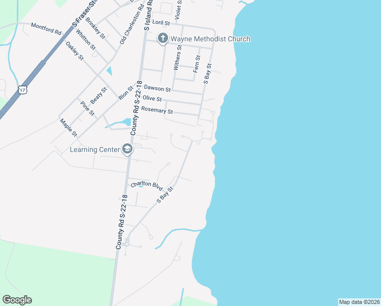 map of restaurants, bars, coffee shops, grocery stores, and more near 2573 South Bay Street in Georgetown