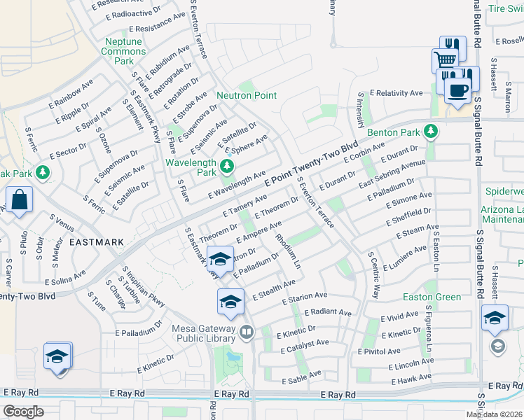 map of restaurants, bars, coffee shops, grocery stores, and more near 10213 Tamery Avenue in Mesa
