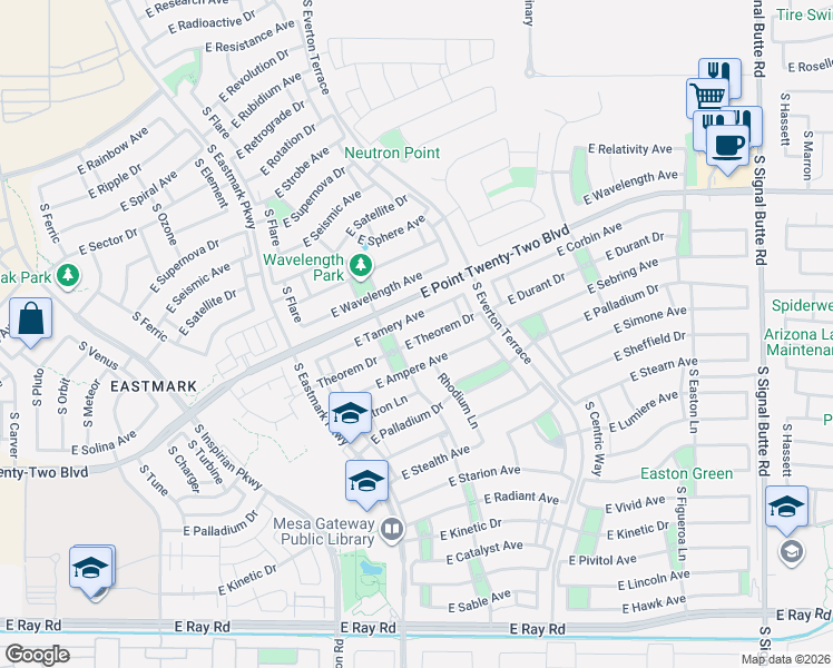 map of restaurants, bars, coffee shops, grocery stores, and more near 10213 Tamery Avenue in Mesa