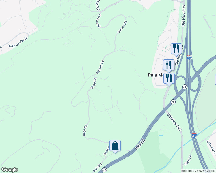 map of restaurants, bars, coffee shops, grocery stores, and more near 3211 Sage Road in Fallbrook