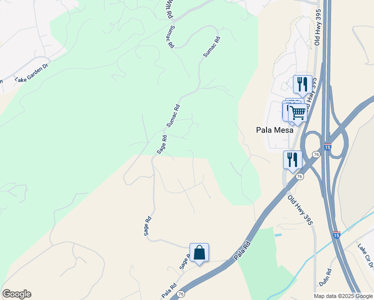 map of restaurants, bars, coffee shops, grocery stores, and more near Brodea Lane in San Diego County