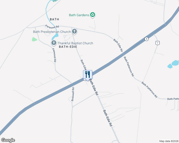 map of restaurants, bars, coffee shops, grocery stores, and more near 3968 Bath-Edie Road in Blythe
