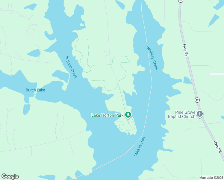 map of restaurants, bars, coffee shops, grocery stores, and more near Horton Lake Trail in Fayette County