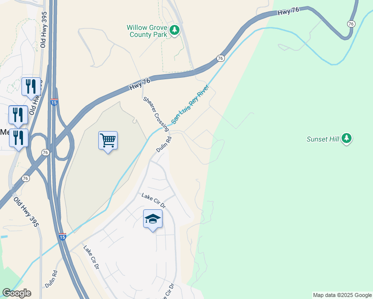 map of restaurants, bars, coffee shops, grocery stores, and more near 3264 Shearer Crossing in Fallbrook