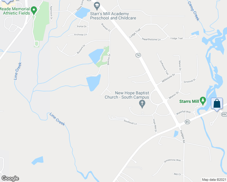map of restaurants, bars, coffee shops, grocery stores, and more near 110 Densmorr Ridge in Senoia
