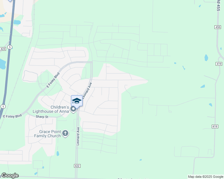 map of restaurants, bars, coffee shops, grocery stores, and more near 1219 Brooklyn Drive in Anna