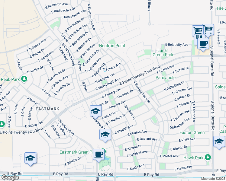 map of restaurants, bars, coffee shops, grocery stores, and more near 10136 Tamery Avenue in Mesa