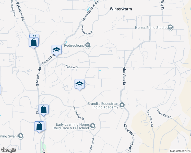 map of restaurants, bars, coffee shops, grocery stores, and more near 1598 Silver Birch Lane in Fallbrook