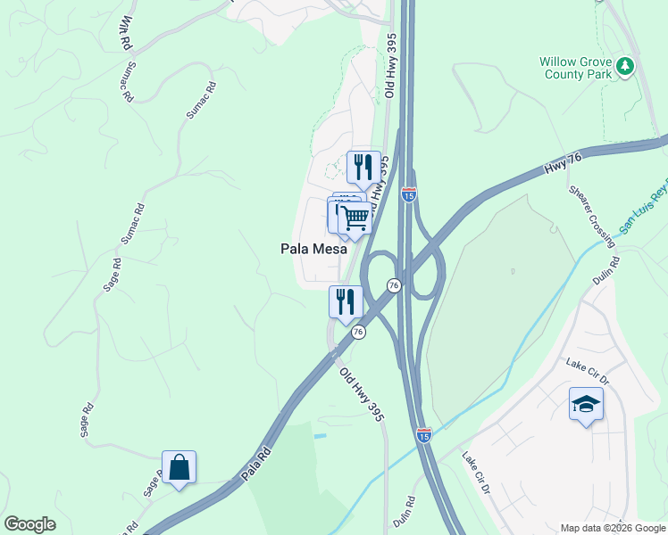map of restaurants, bars, coffee shops, grocery stores, and more near 4706 Vía Tala in Fallbrook