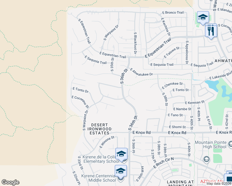 map of restaurants, bars, coffee shops, grocery stores, and more near 12634 South 35th Place in Phoenix