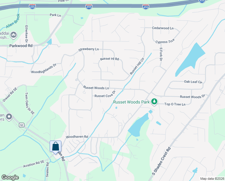 map of restaurants, bars, coffee shops, grocery stores, and more near 170 Russet Cove Drive in Hoover